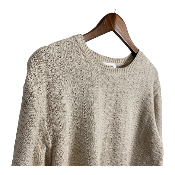 TALBOTS Beige Long Sleeve Cotton Knit Crewneck Sweater size Large - Picture 4 of 5
